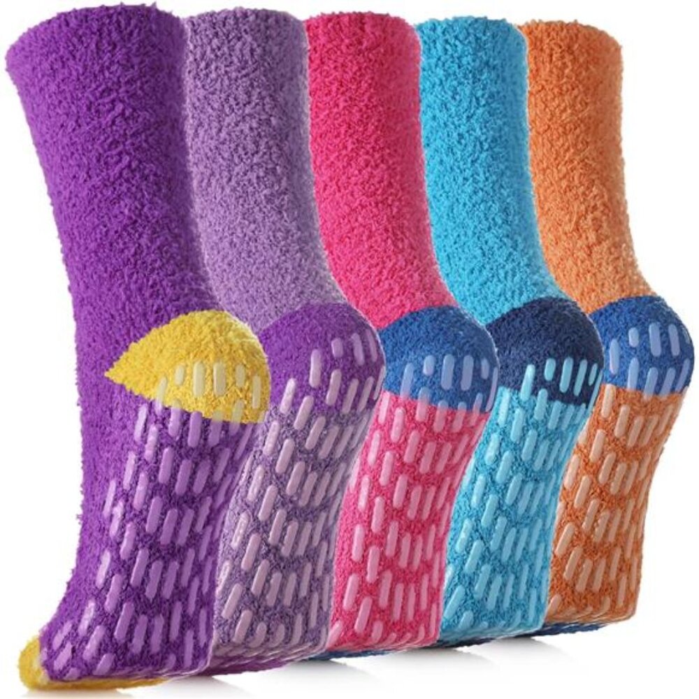 Non Slip Fuzzy Socks with Grips for Women - Hospital Slipper Socks